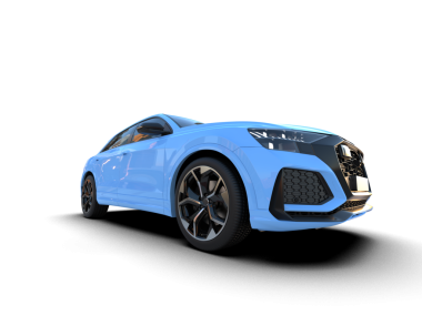 Mavi modern araba. ön d. 3D görüntüleme