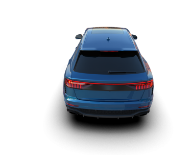 Beyaz arkaplanda mavi araba.