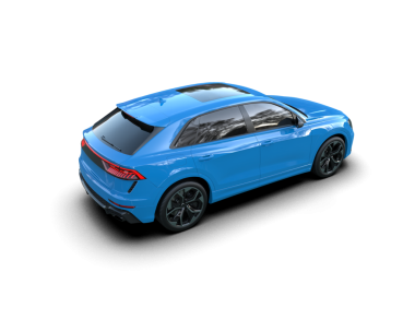 Beyaz stüdyo ortamında izole edilmiş 3 boyutlu markasız bir SUV.