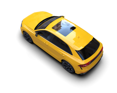 Sarı lüks araba siyah arka planda izole edilmiş.