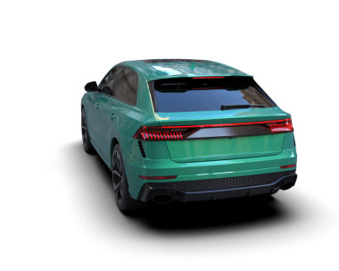 Modern araba arka planda izole edilmiş. 3D görüntüleme - illüstrasyon