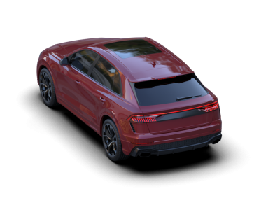 kırmızı araba arka planda izole edildi. 3 boyutlu görüntüleme