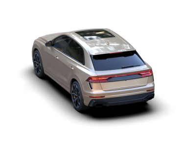 Siyah arka planda bir araba. 3d oluşturma.