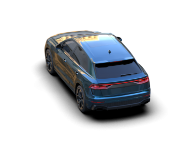 Modern araba arka planda izole edilmiş. 3D görüntüleme - illüstrasyon