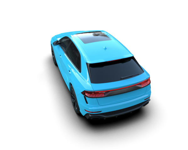 modern mavi araba 3D görüntüleme 3D
