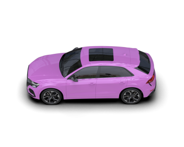 Gri arka planı olan pembe bir araba. arka plan.