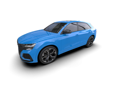 Beyaz arka planda modern mavi araba. 3d oluşturma