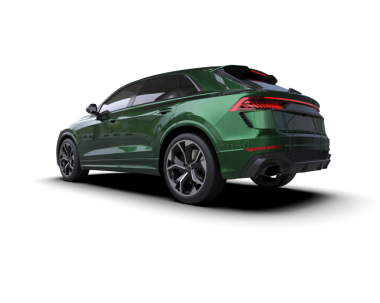 Arka planda modern yeşil araba. 3d oluşturma