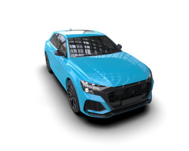 Mavi araba. 3d oluşturma.