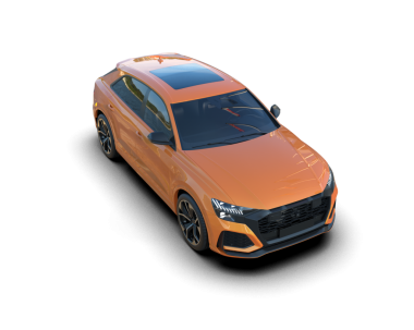 Kırpma yolu ile siyah arkaplanda izole edilmiş bir araba. 3d oluşturma