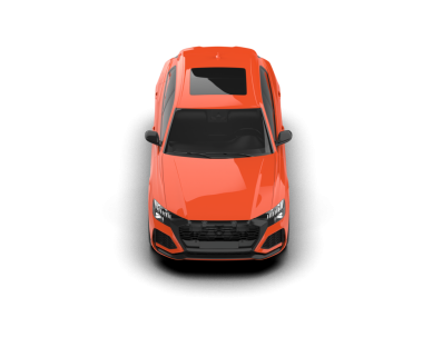 turuncu araba ön görünümü siyah arkaplanda izole