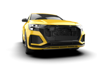 Şehir manzaralı modern kompakt araba.