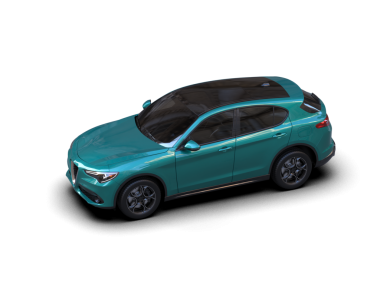 Mavi arabanın arka planında bir araba. 3d oluşturma.