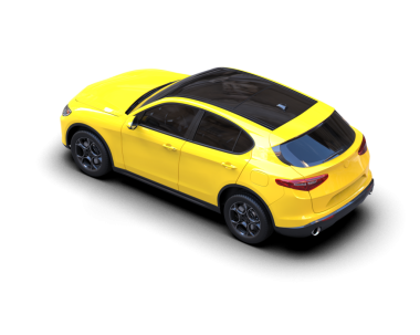 Beyaz arka planda modern bir araba. 3d oluşturma