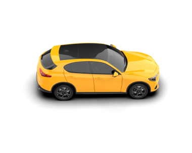 Sarı arkaplan vektörlü gerçekçi modern araba