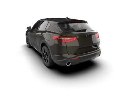 Beyaz arka planda gerçekçi siyah bir araba. 3d oluşturma