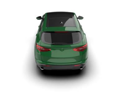 Beyaz arka planda izole edilmiş yeşil modern araba - 3 boyutlu çizim - illüstrasyon