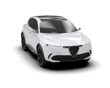 Stüdyo ortamında markasız bir SUV 'un 3 boyutlu çizimi.