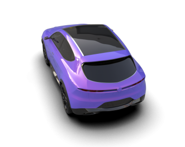 İzole edilmiş mor bir arabanın 3 boyutlu çizimi
