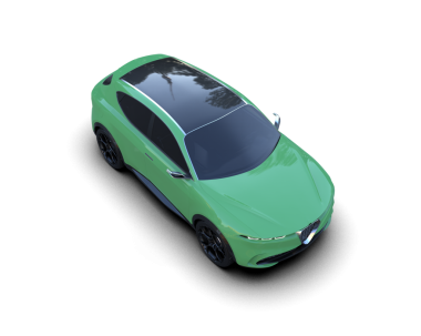 Yeşil spor araba. 3d oluşturma