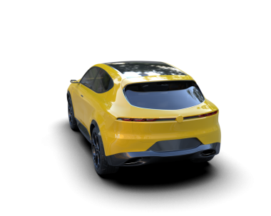 Modern araba arka planda izole edilmiş. 3d oluşturma