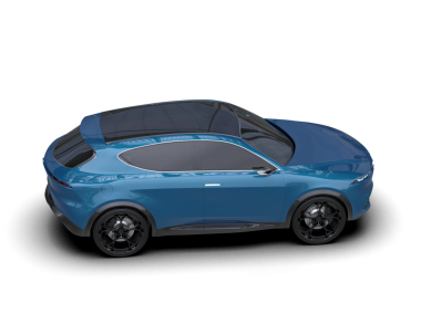 Arka planı aydınlık mavi lüks bir araba. 3d oluşturma