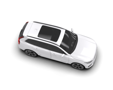 Koyu bir arkaplanda 3 boyutlu beyaz bir minibüs görüntüsü