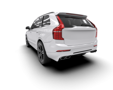 Beyaz arka planda beyaz lüks bir sedan. 3d oluşturma.