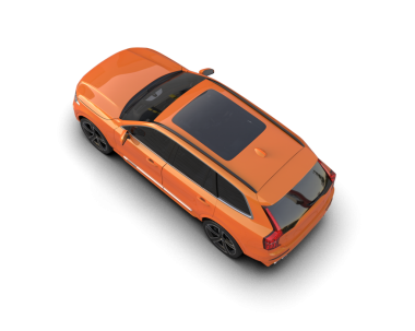 Turuncu bir arabanın 3 boyutlu resmi