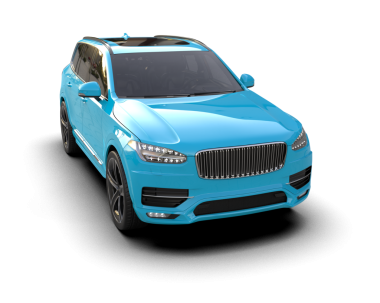 Mavi lüks araba beyazda izole edilmiş.