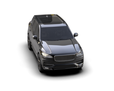 Siyah bir araba izole edilmiş.