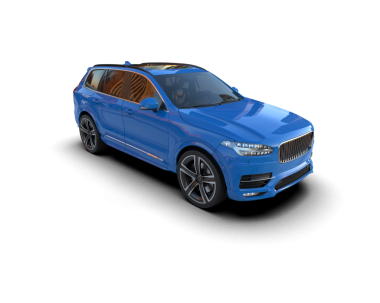 Lüks mavi modern araba - beyaz arkaplanda izole edilmiş yan görünüm