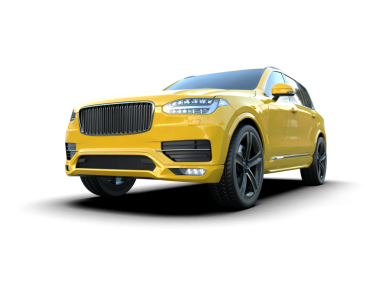 Beyaz arka planda izole edilmiş sarı lüks araba. 3d oluşturma.