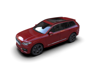 Gri arkaplanda kırmızı lüks SUv izole edildi