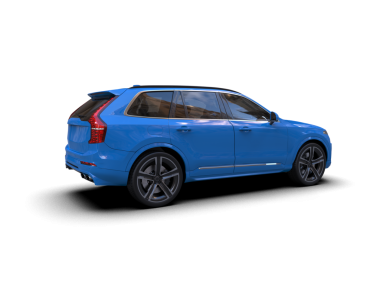 Arka planda mavi lüks bir araba var. 3 Boyutlu Hazırlama.