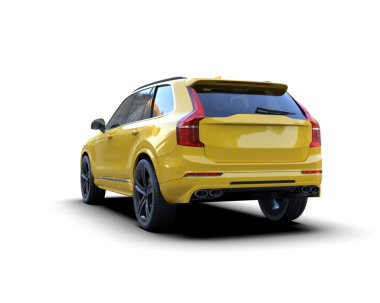 Beyaz arka planda bir araba. Modern prim. 3D görüntüleme, 3D