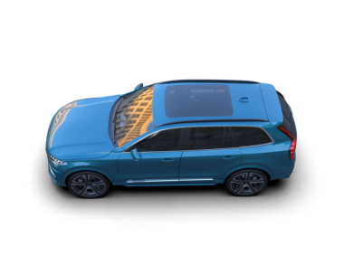 Siyah arka planda mavi araba. 3d oluşturma