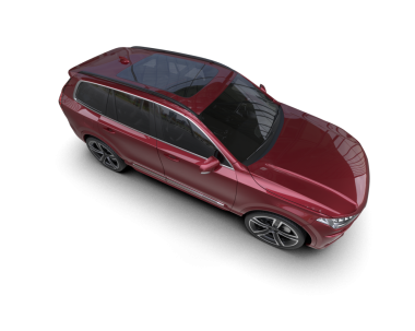 3 boyutlu yansıtıcı, daha az jenerik, beyaz arka planlı elektrikli bir araba.