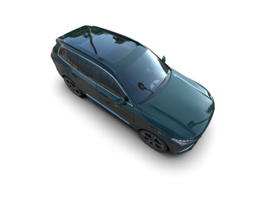 Koyu arkaplanda yansıtıcı bir arabanın 3 boyutlu yansıması