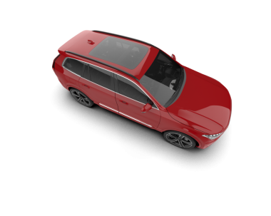 Beyaz arka planda kırmızı araba. 3d illüstrasyon