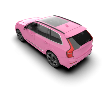 Beyaz arka planda pembe bir araba.