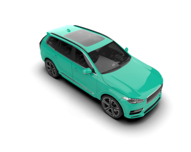 Modern araba arka planda izole edilmiş. 3D görüntüleme - illüstrasyon