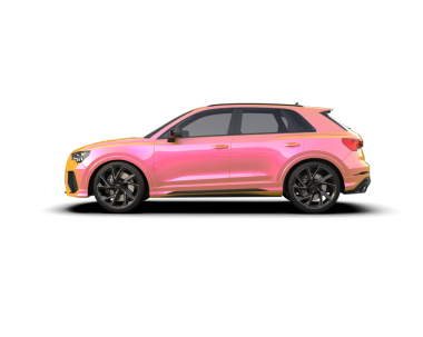 Siyah arka planda pembe araba. 3d oluşturma.