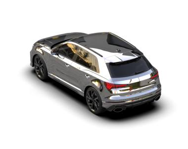 Modern araba arka planda izole edilmiş. 3D görüntüleme - illüstrasyon