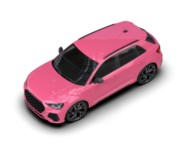 Siyah arka planda izole edilmiş pembe bir araba. 3d illüstrasyon.