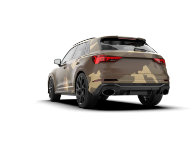 Beyaz arka planda modern küçük araba. 3d oluşturma