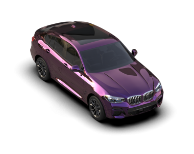 Beyaz arka planda pembe bir spor arabanın 3 boyutlu görüntüsü