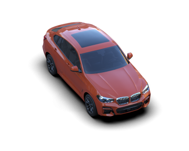 Kırmızı araba siyah arkaplanda izole edildi