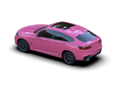 beyaz arka planda izole edilmiş modern küçük pembe araba.