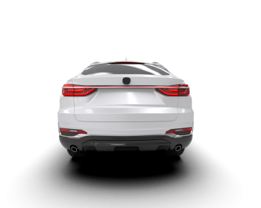 Beyaz arka planda modern bir araba. 3d oluşturma